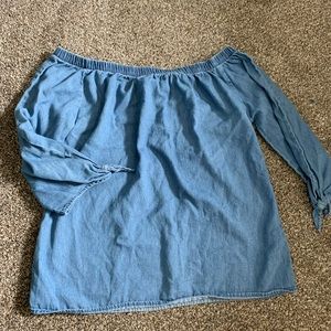 Denim Off Shoulder Blouse